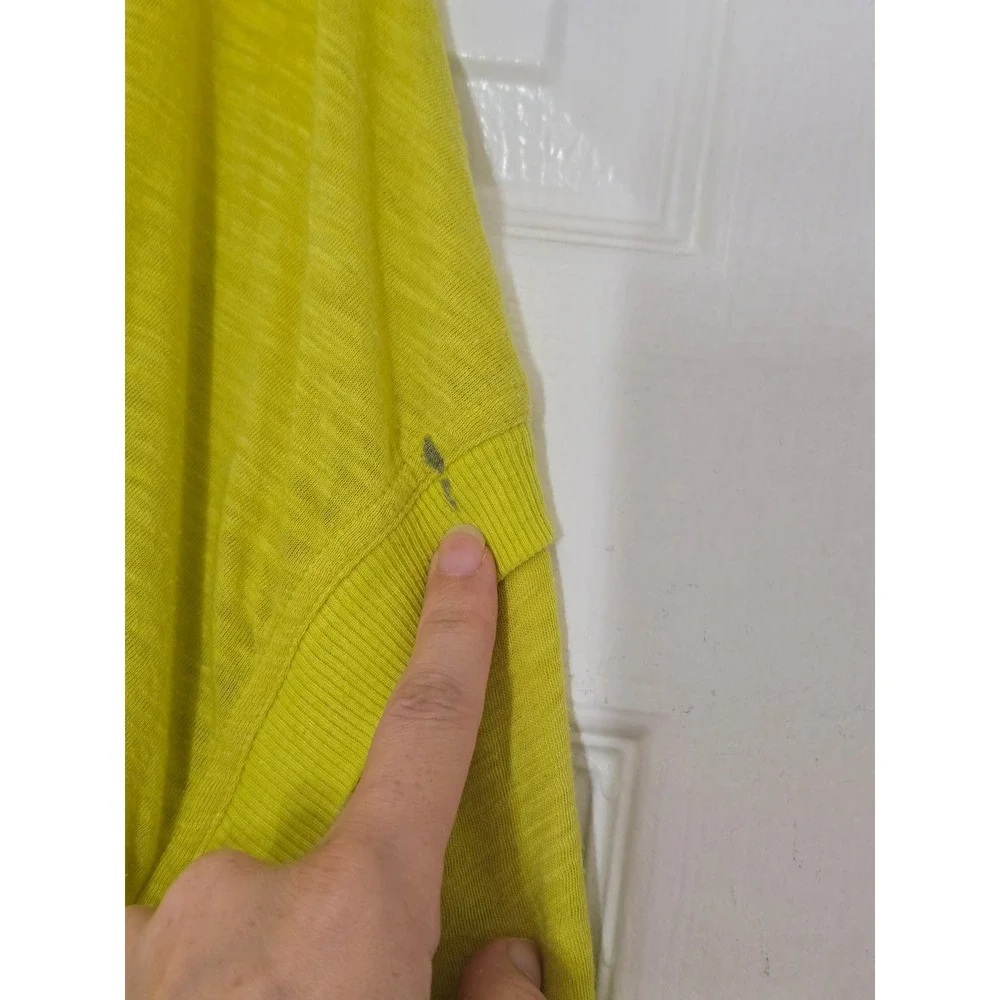 Minor Stains* Free People One Up Henley Top Chartreuse Lime Green Slub Small